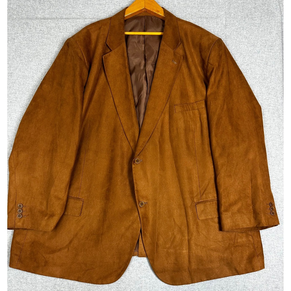 KS Signature Blazer Mens 62 Big Camel Brown Faux Suede Sport Coat